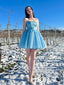 Sexy Shiny Blue Tulle Sweetheart A-Line Mini Dresses/ Homecoming Dresses, PDS0540