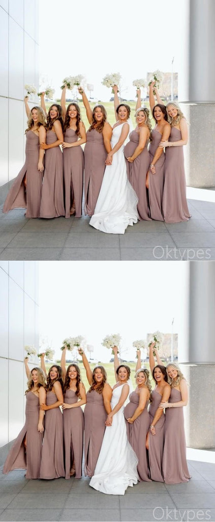 Sexy Brown Women Side Slit Mermaid Bridesmaid Dresses Online, BDS0374