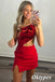 Sexy Red One Shoulder Sheath Mini Dresses/ Homecoming Dresses With Split,PDS0516