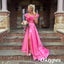 Sexy Satin Spaghetti Straps V-Neck Sleeveless Side Slit A-Line Long Prom Dresses, PDS0995