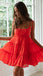 Sexy Red Chiffon Spaghetti Straps Sleeveless A-Line Short Prom Dresses/Homecoming Dresses,PDS0498