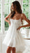 Sexy White Chiffon Spaghetti Straps Sleeveless A-Line Short Prom Dresses/Homecoming Dresses,PDS0497