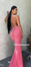 Sexy V-neck Mermaid Open Back Simple Long Prom Dresses, PDS0239
