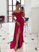 Sexy Off The Shoulder Red Long Prom Dresses With Side Slit, TYP1764