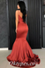 Sexy Rust Satin Spaghetti Straps Sleeveless Mermaid Long Prom Dresses ,PDS0623