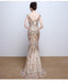 Sparkle Gold Sequin Deep V Neck Long Mermaid Prom Dresses, TYP1381