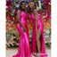Sexy Soft Satin Spaghetti Straps Side Slit Mermaid Floor Length Bridesmaid Dressses, BDS0216
