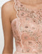 Pretty Round Neck Pink Chiffon Long Homecoming Prom Dresses with Appliques, TYP1062