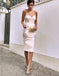 Spaghetti Straps Pearl Pink Cocktail Tight Homecoming Party Dresses with Appliques, TYP0984