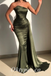 Sexy Satin Sweetheart Sleeveless Mermaid Long Prom Dresses With Trailing,PDS0562