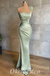 Sexy Satin One Shoulder Sleeveless Mermaid Long Prom Dresses,PDS0715