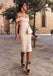 Off-the-Shoulder Pearl Pink Satin Cocktail Homecoming Party Dresses with Ruffles, TYP0983