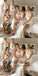 Unique Sheath Halter Knee-Length White Bridesmaid Dresses with Keyhole, TYP1473