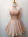 Champagne Two Pieces Beading Short Cheap Homecoming Dresses Online, CM572
