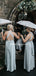Mismatched Halter Light Blue A-line Long Cheap Bridesmaid Dresses, BDS0091