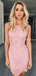 Sexy Halter Dusty Pink Lace Mermaid Cheap Short Homecoming Dresses, HDS0006