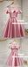 Pink Off Shoulder Satin Girls Cocktail Homecoming Dresses, TYP0962