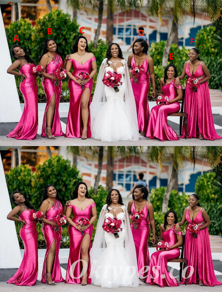 Mismatched Sexy Soft Satin Mermaid Floor Length Bridesmaid Dressses, BDS0226