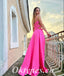 Sexy Satin Spaghetti Straps Sleeveless A-Line Long Prom Dresses, PDS0933