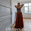 Sexy Satin And Tulle Halter Sleeveless Side Slit A-Line Long Prom Dresses, PDS0934