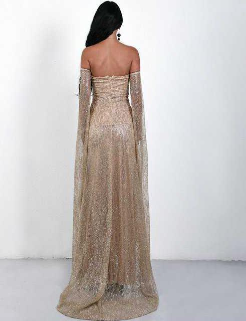 Sexy Glitter Champagne Sequins Long Cheap Prom Dresses with Slit, TYP1845