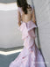 Pink round neck Long Sleeve Long Mermaid Prom Dresses With Applique, TYP1694