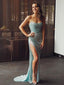 Sparkly Sweetheart Charming Sleeveless Sequin Sexy Side Slit Mermaid Long Cheap Formal Prom Dresses, PDS0075