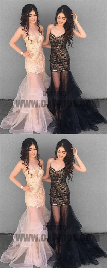 Sexy Mermaid Tulle Prom Dresses, See Through Prom Dresses, Popular Prom Dresses, TYP0700