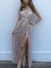 Sparkly Sexy V-neck Sequin Side Slit Long Cheap Prom Dresses, TYP1429