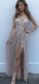 Sparkly Sexy V-neck Sequin Side Slit Long Cheap Prom Dresses, TYP1429