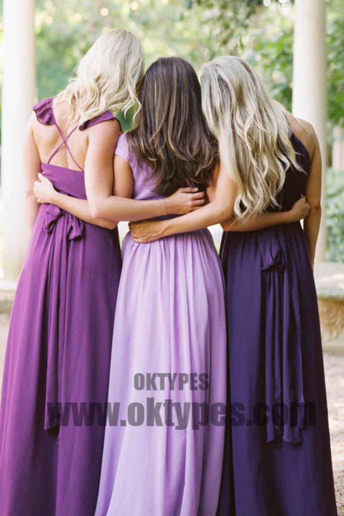 Sexy Deep V-neck Chiffon Bridesmaid Dresses, Backless Bridesmaid Dresses, TYP0427