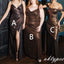 Mismatched Brown/Champagne V-Neck Pleat Mermaid Long Bridesmaid Dresses Online, BDS0360