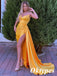 Sexy Soft Satin Spaghetti Straps V-Neck Side Slit Mermaid Long Prom Dresses, PDS1039