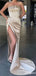 Women Sexy Sliver Strapless Mermaid High Slit With Tail Prom Dresses PDS1083