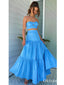 Sexy Sweetheart Two Pieces Sleeveless A-Line Long Prom Dresses, PDS0981