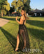 Black Sweetheart Sleeveless Side Slit A-line Long Women Prom Dresses PDS1276