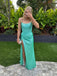 Sexy Women Mint-Green Strapless Side Slit  Mermaid Floor-Length Prom Dresses PDS1156