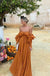 Orange Ruffle Off Shoulder Soft Sexy Floor-Length Women Prom Dresses PDS1250