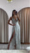 Beautiful Sliver V-Neck Side Slit Mermaid Floor-Length Prom Dresses PDS1117