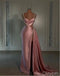 Elegant Blushing-Pink Beaded Mermaid Floor-Length Prom Dresses PDS1114