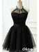 Sexy Back Tulle And Satin Halter Sleeveless A-Line Short Dresses/ Homecoming Dresses,PDS0513