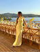 Women Cozy Yellow Sleeveless Satin Floor-Length Prom Dresses PDS1110