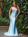 Sexy Elastic Satin Spaghetti Straps V-Neck Lace Up Back Mermaid Long Prom Dresses, PDS0969