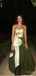 Unique White&Emerald Strapless A-Line Women Floor-Length Prom Dresses PDS1227