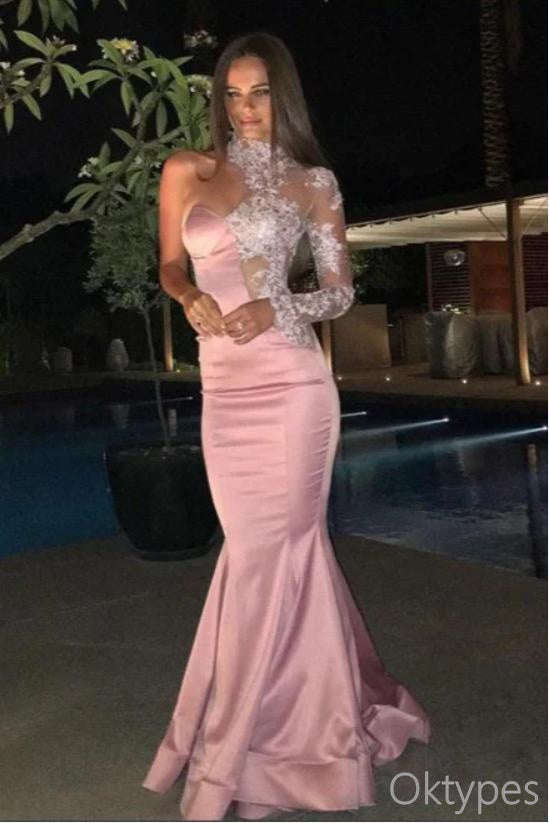 Beaded Pink Sweetheart Beautiful Mermaid Women Floor-Length Prom Dresses PDS1225