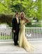 Women Sexy Yellow Mermaid Backless Appliqued Floor-Length Prom Dresses PDS1091