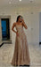 Champagne One Shoulder A-Line Women Floor-Length Prom Dresses PDS1210