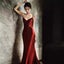 Gorgeous Burgundy Spaghetti Strap with tail Formal Dresses, PDS1068