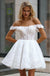 Alluring White Word Shoulder Appliqued Flower A-Line Mini Dresses Homecoming Dresses, PDS0588