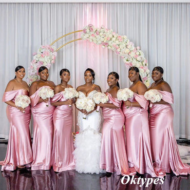 Sexy Soft Satin Off Shoulder Sleeveless Mermaid Floor Length Bridesmaid Dresses, BDS0315